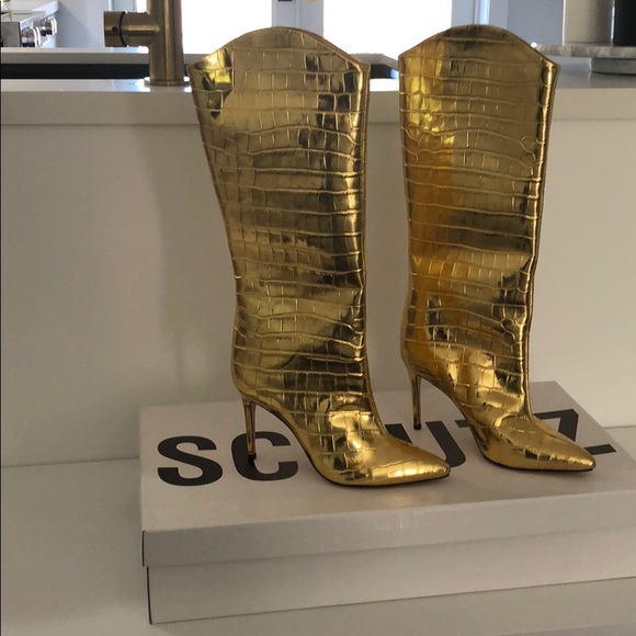 schutz gold boots